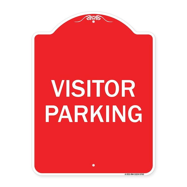 Signmission Designer Series Visitor Parking, Red & White Heavy-Gauge Aluminum Sign, 24" x 18", RW-1824-9740 A-DES-RW-1824-9740 - main